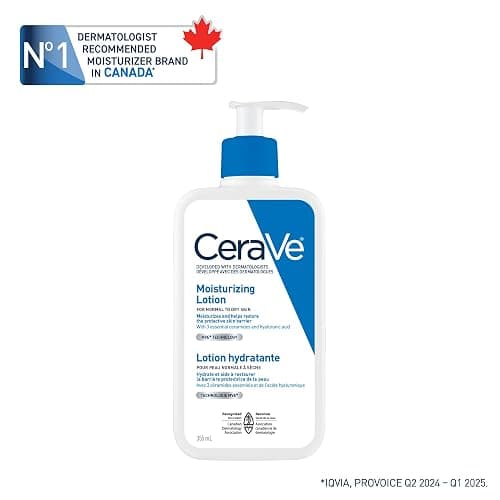 CeraVe Moisturizing Lotion, Daily Lightweight Face & Body Moisturizer with Hyaluronic Acid & Ceramides, Suitable for Dry & Sensitive Skin, Fragrance-Free, Non-Comedogenic & Allergy Tested, 473 mL thumbnail 6