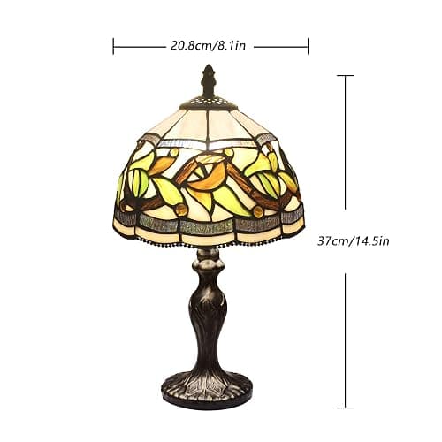 MIAOKE Stained Table Lamp Stained Glass Table Light, Handmade Desk Bedside Table Night Lamp, Antique Art Craft Gifts Lover Kid Living Room Bedroom Study Bookcase Desk Ligh thumbnail 3
