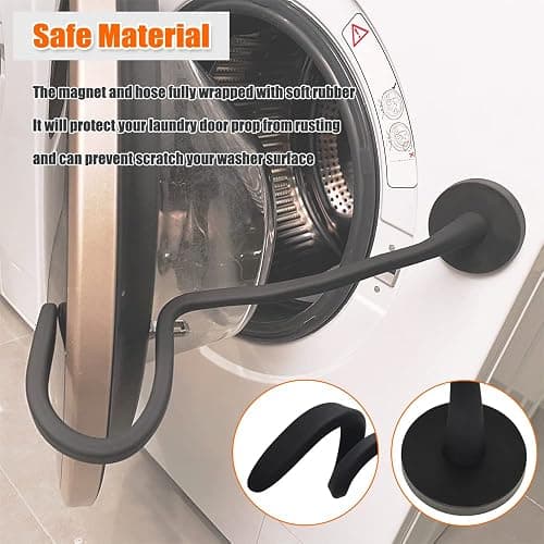 Front Load Washer Door Prop, Removable Flexible Washer Door Stopper, Magnetic Washing Machine Door Holder with 66mm Magnet Base, Keep Washer Door Open to Prevent Odors (Black) thumbnail 5