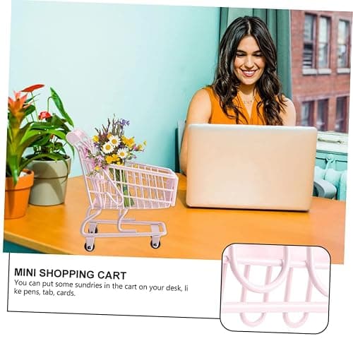 Garneck Supermarket Shopping Cart Toy Small Desk Organizer for Home Decor Cute Display for Bedroom Girl thumbnail 6