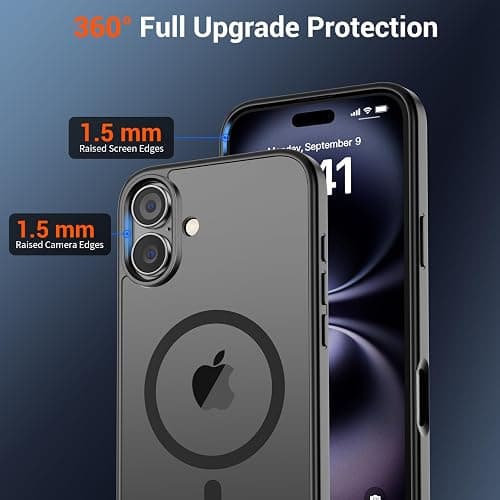 SUPFINE Magnetic for iPhone 16 Plus Case (Compatible with MagSafe) (Military Grade Drop Protection) Translucent Matte Shockproof with Anti-Fingerprint Phone Cover,Black thumbnail 4