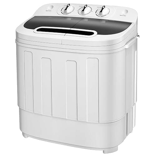 SUPER DEAL Compact Mini Twin Tub Washing Machine 13lbs Capacity Portable Washer Wash and Spin Cycle Combo, Built-in Gravity Drain for Camping, Apartments, Dorms, College, RV’s and Small Spaces - Image 1