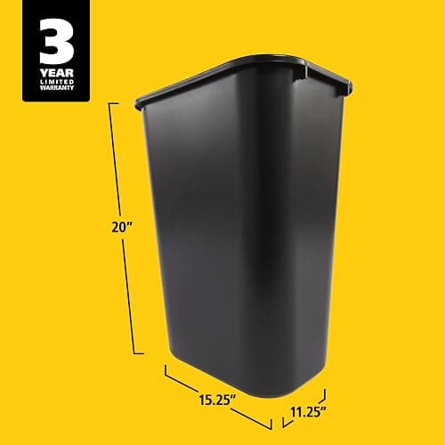 Rubbermaid Commercial Products Deskside Wastebasket/Trash Can, 10.25-Gallon/41-Quart, Black, Plastic, Garbage Can for Home/Office, Fits Under Desk/Sink/Cabinet thumbnail 5