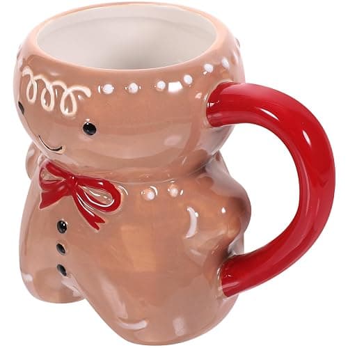 Abaodam Gingerbread Christmas Character Mug - Ceramic Gingerbread Man Coffee Cup for Hot Chocolate - Red/White thumbnail 8