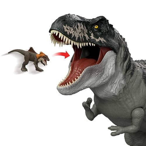 Mattel Jurassic World Rebirth Super Colossal Tyrannosaurus Rex Action Figure, T-Rex Dinosaur Toy Swallows Minis, Movie-Accurate Posable thumbnail 3
