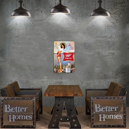 Vintage-Style Metal Tin Sign for Man Cave - Retro Fishing and Beer Decorative Sign, 8 x 12 Inch (039) thumbnail 7