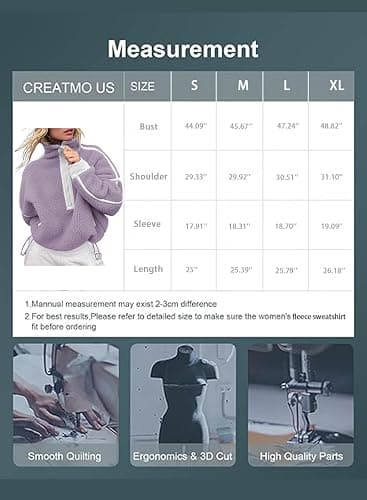 Kumufenc Women's Fleece Sweatshirts Half Zip Pullover Long Sleeve Oversized Workout Crop Tops Hoodie with Pocket thumbnail 6