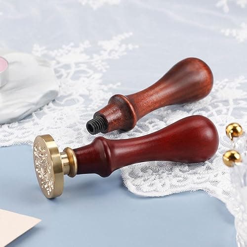 6pcs Flower Wax Seal Stamp Set with Removable Wooden Handle - Floral Wax Stamp Kit for Wedding, Birthday Party, Envelopes, Invitations, Gift Packing & Decoration thumbnail 4
