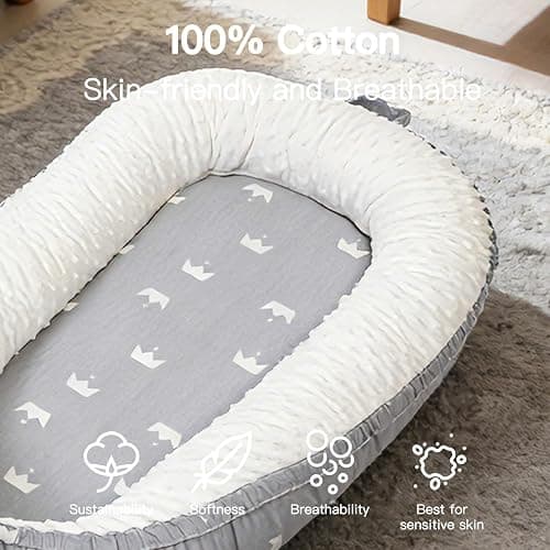Bubbyhuts Infant Support Cushion-Breathable and Soft Organic 100% Cotton, Portable Tummy Time Mat with Removable Support Cushionr Cover, Floor Baby Support Cushion for Newborn - Animal thumbnail 5