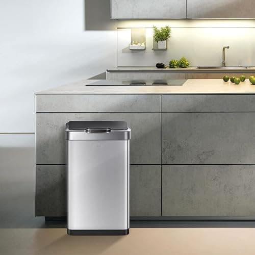 EKO Mirage-T 50 Liter / 13.2 Gallon Touchless Rectangular Motion Sensor Trash Can, Brushed Stainless Steel Finish - 50 Liter thumbnail 6