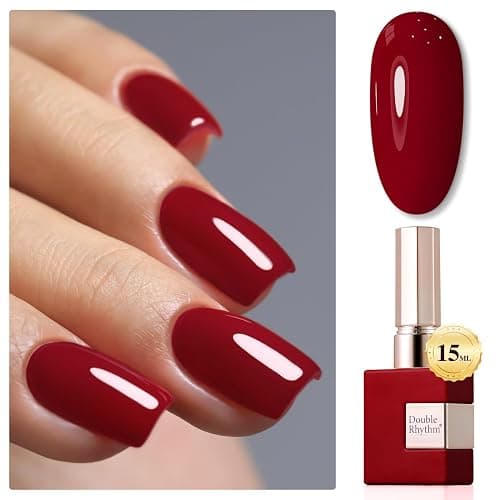 Double Rhythm 15ML Gel Nail Polish Pure Sheer Same Color Same Bottle Soak Off Gel Polish Art Manicure Salon DIY at Home for Women (Dark Red-A1104) - Image 1