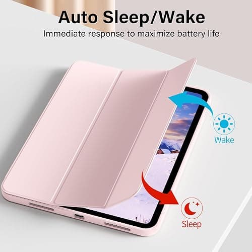 Zktuyu for iPad (A16) 11th 10th Generation Case 11/10.9 Inch with Pencil Holder 2025/2022, Slim Trifold Stand Protective Cover, Hybrid Cover with Soft TPU Back, Pink thumbnail 3