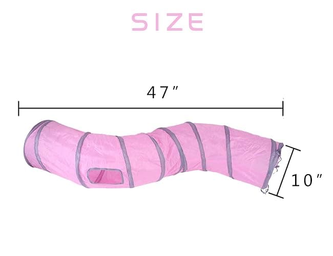 iCAGY Cat Tunnel for Indoor Cats Interactive, Rabbit Tunnel Toys, Pet Toys Play Tunnels for Cats Kittens Rabbits Puppies Crinkle Pop Up 47" Shape S thumbnail 4