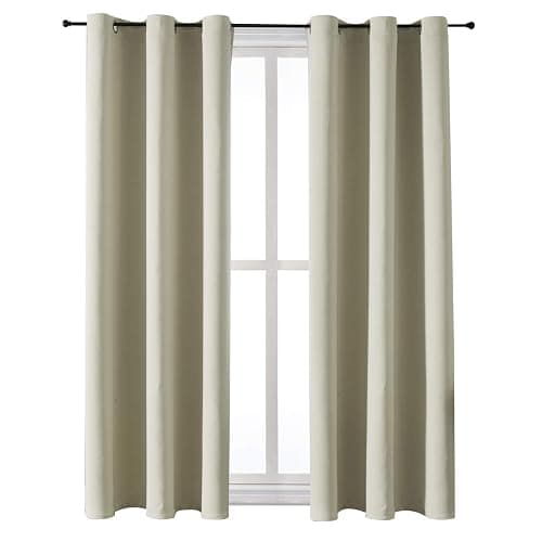 ChrisDowa Room Darkening Curtains for Bedroom and Living Room 63 Inch Long | 2 Panels Set, Thermal Insulated, Noise Reducing, Grommet, Blackout Drapes, Window Treatments, Beige, 42 x 63 Inch - Image 1