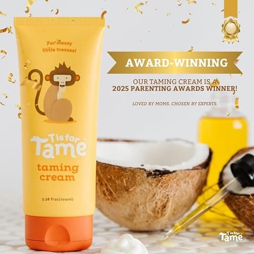 T is for Tame - Hair Taming Cream for Kids, All-Natural for Frizz & Flyaways, Coconut Oil, Leave-in Cream for Babies & Toddlers, Straight or Curly thumbnail 2