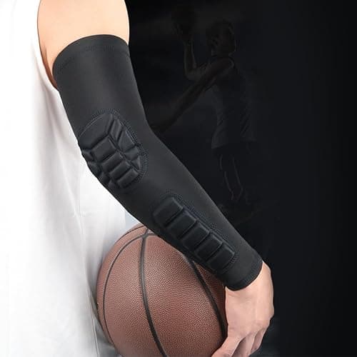 Laroal Padded Arm Sleeves,Crashproof Elbow Forearm Pads Compression Protection Support for Football Basketball Volleyball,2 Pack Black thumbnail 2