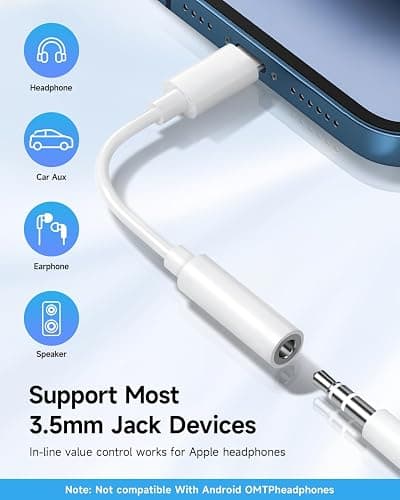 [Apple MFi Certified] 2 Pack Lightning to 3.5 mm Headphone Jack Adapter, iPhone Aux Adapter Converter Dongle Audio Cable Compatible with iPhone 14 13 12 11 X XS 8 7 thumbnail 2