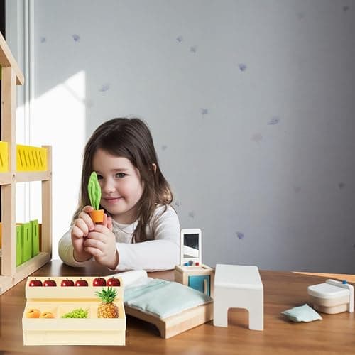 Gadpiparty 1/12 Scale Miniature Vegetable & Fruit Stand - Dollhouse Supermarket Shelf with Realistic Details - for Mini Kitchen, Grocery Store Display, and DIY Dollhouse Accessories thumbnail 2