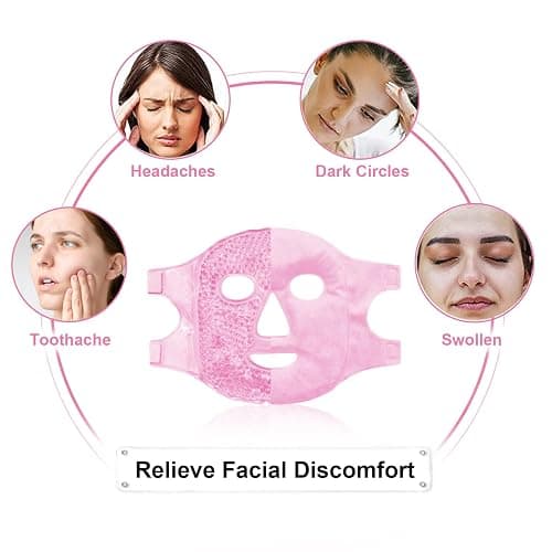 CONBELLA Cold Face Eye Masks Ice Face Mask Hot Cold Compress for Dark Circles, Puffiness, Migraines, Headache, Stress, Redness, Cooling Face Masks for Women Man, Skin Care thumbnail 2