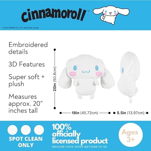 Cinnamoroll Bedding Super Soft Cozy Decorative Cuddle Pillow, (Officially Licensed Product) By Franco Collectibles thumbnail 2