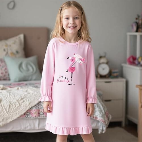 Tkria 2Pcs Girls Nightgowns Toddler Nightdress Soft Cotton Sleepwear 2-10 Years Long Sleeves Nightie Dress Pajamas Kids Girls thumbnail 3