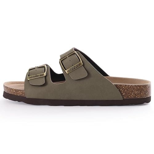 ODOLY Unisex Comfortable Cork Footbed Slide Sandals with Arch Support | Adjustable Buckle, Lightweight Summer Sandals for Travel and Everyday Wear thumbnail 2