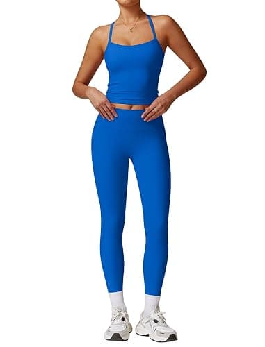 ABOCIW Workout Sets for Women 2 Piece Padded Sports Bra Tank Top High Waist Leggings Sets Gym Yoga Work Out Clothes - Image 1