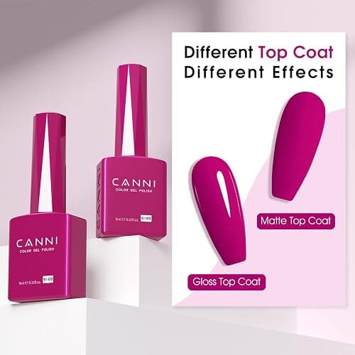 CANNI Pink Gel Polish – 1 Pc 9ML Dark Hot Pink Yellow Color, High Gloss UV/LED Soak-Off Gel Nail Polish for French Manicure, DIY & Salon Quality for Girls & Women thumbnail 6