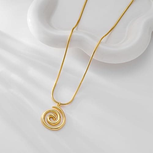 MIJENITI Gold Statement Necklaces for Women - Boho Beach Spiral Swirl Conch Pendants Necklaces, Trendy Statement Jewelry | Summer Beach Jewelry Gifts thumbnail 6