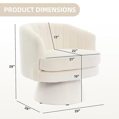 CANMOV Swivel Accent Chair with Armrest Set of 2, Modern 360 Degree Swivel Barrel Chair with Curve Back and Soft Cushion,Comfy Round Sherpa Teddy Armchair Single Sofa for Living Room,Beige thumbnail 2
