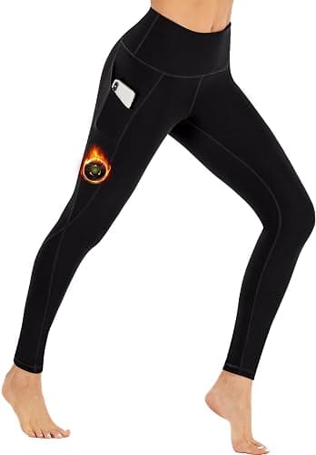 Ewedoos Fleece Lined Leggings Women Thermal Leggings for Women with Pockets High Waisted Winter Warm Tights Pants Clothes - Image 1