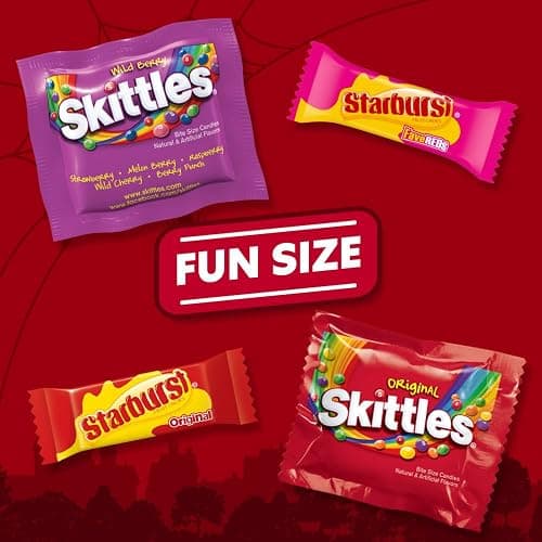 Skittles, Starburst Fun Size Chewy Candy Assorted Variety, Individually Wrapped, 32.28 Ounces, Bulk Bag thumbnail 4