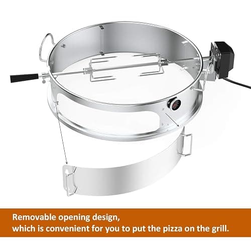 onlyfire Stainless Steel Multi-purpose Rotisserie and Pizza Combo Kit | For Weber 22-Inch Kettle Charcoal Grills, Include Pizza Peel and Pizza Stone thumbnail 6
