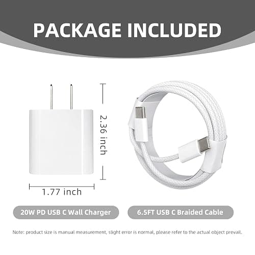 20W USB C Fast Charger Cable 6.5FT for iPhone 16E 16 15,AirPods Pro 2/2nd Generation,New AirPods 4 4th,AirPods Max 2 pro 2024 Earbuds,Apple TV Remote 3rd 4th Gen,TV 4K,Siri Remote 3rd Charging Cord thumbnail 5