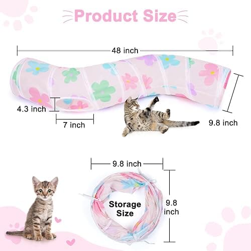 Glittme S-Shape Cat Tunnel, Foldable Cat Tunnels for Indoor Cats | Interactive Bunny Tunnel And Cat Tubes With Crinkle Sounds. Ideal For Kittens, Ferrets And Small Pets To Hide, Play Or Rest thumbnail 3