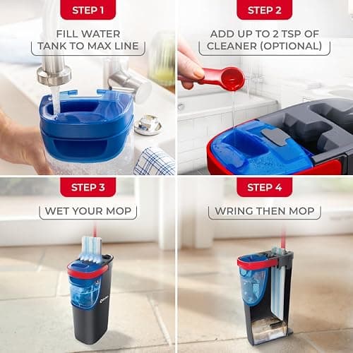 O-Cedar H2prO Flat Mop System | Quick Everyday Cleaning | Dual-Tank Fresh Water System | Machine Washable Reusable Microfiber Mop Pad | Safe on Hardwood, Tile & Vinyl Floors thumbnail 5