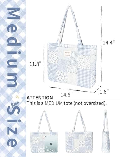 Gleease Cute Quilted Tote Bag For Women Colloge Tote bags Floral Medium Size Cotton Patchwork Bag thumbnail 4