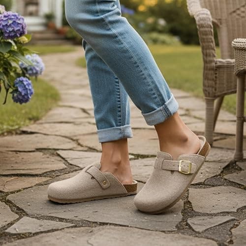 CUSHIONAIRE Hana Womens Clogs | Comfortable Vegan Suede Clogs for Women | Slip On Potato Shoes with Cork Footbed & Arch Support | Memory Foam, Wide Widths Available thumbnail 8