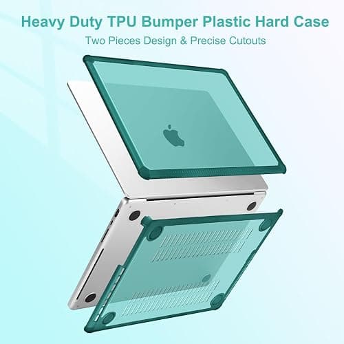 MOSISO Compatible with MacBook Pro 13 inch Case M2 2025-2016 A2338 M1 A2251 A2289 A2159 A1989 A1708 A1706, Anti-Cracking Heavy Duty Plastic TPU Bumper Hard Case&Keyboard Skin&Screen Film, Teal Green thumbnail 4
