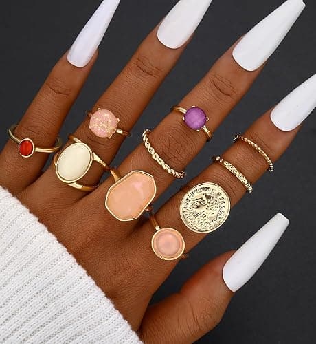 iF YOU 25 Pcs Gold Knuckle Ring Set for Women, Chunky Stackable Finger Midi Rings, Silver Simple Stacking Cute Rings Pack Trendy Stuff Jewelry Christmas Gift thumbnail 5