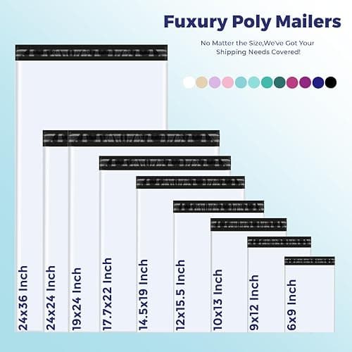 Fuxury Poly Mailers 10x13 Inch 100 Pack,Shipping Bags for Clothing,Strong Adhesive Mailing Envelopes,Heavy Duty Self Seal Plastic Postal Return Package Bags for Books Accessories Business,White thumbnail 9