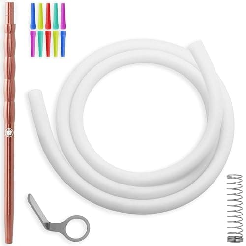 DILAW® Shisha Set TRIPHAN 66cm Edelstahl Wasserpfeife Profi Zubehör Komplett-Set bis 4-Anschlüsse mit Bowl, LED Licht, Kaminkopf, Molassefänger, Silikonschlauch, Alu Mundstück, Tonkopf & Kaminaufsatz thumbnail 4