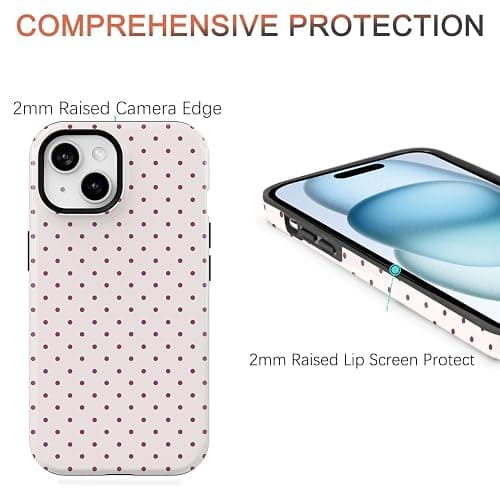 uCOLOR Case Compatible with iPhone 15/14/13- Compatible with MagSafe Scratch-Resistant Shockproof Cover for Women Men 6.1 inch (Nude Polka Dot, iPhone 15/14/13 6.1") thumbnail 5