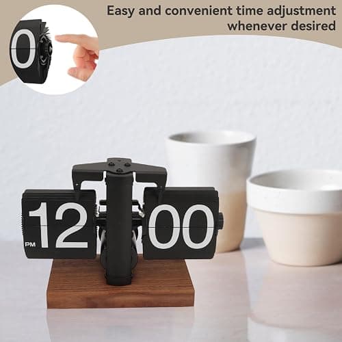 Cyrank Flip Clock Desk, Retro Digital Flip Down Clock Flip Digital Clock Mechanical Clock Flip Clock Vintage Automatic Turning Tube Clock Auto Flip Desk for Home Room Office Decoration(Black A) thumbnail 5