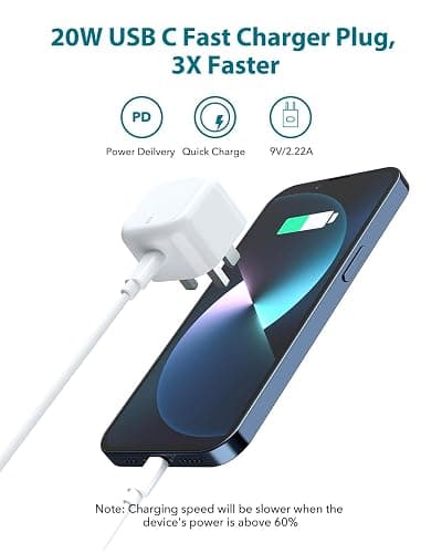 iPhone Charger Fast Charge, 20W Fast iPhone Charger Plug and Cable 2M [Apple MFi Certified], i Phone Charger Cable and USB C Fast Charger Plug Power Adapter for iPhone 14 13 12 11 Pro Max/Mini/XS/SE/8 thumbnail 3