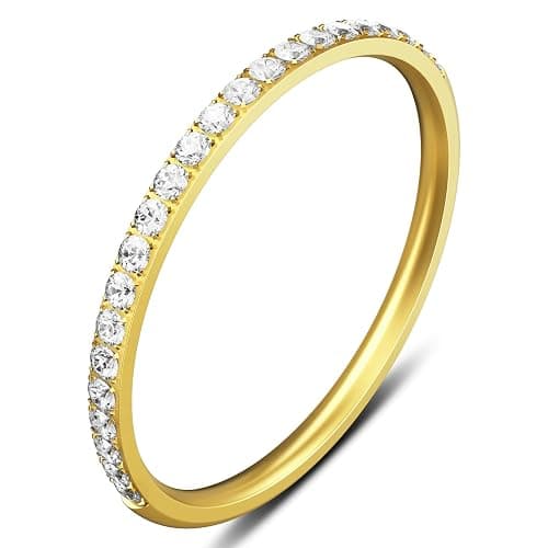 ZOOROO 2-Pack 14K Gold Plated Stacking Rings for Oura Ring Gen 4/Oura Ring Gen 3, Cubic Zirconia Simulated Diamond Oura Stack Rings for Women thumbnail 2