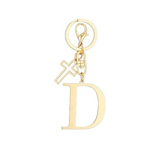 Coprall Gold Initial Keychain for Women A-Z Letter Cross Keychains Alphabet Key Chain bag Accessories Gift for Christian - Image 1
