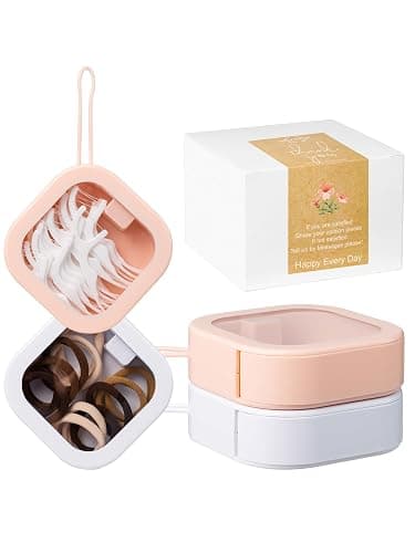 REVAXUP 2pcs Hair Tie Organizer Boxes,Small Portable Holder Can Be Stackable Or Hung On The Wall,Best for Ties Storage or Small Items on Desktop, Pink&White thumbnail 3