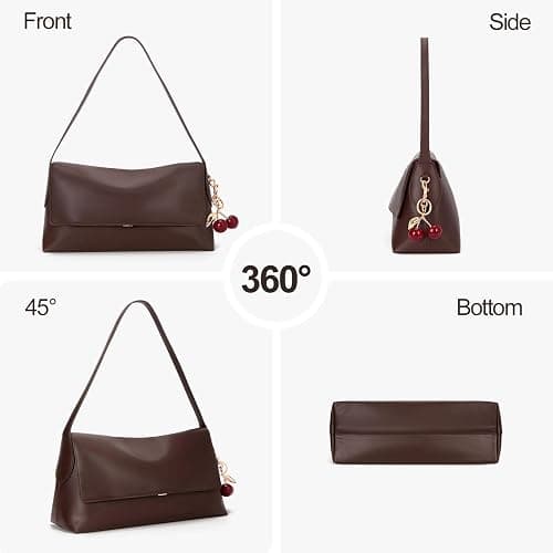 CATSEA Shoulder Bag for Women Vintage Medium Cherry Shoulder Hobo Bag Pu Leather Shoulder Bag Classic Handbag Hobo Tote thumbnail 8