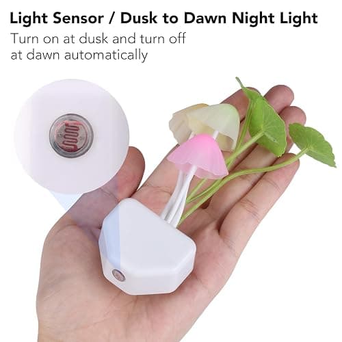Sensor Led Night Light, Color Changing Plug-in LED Mushroom Dream Bed Lamp | mushroom decor, room decor, dusk to dawn, nursery/kids bedroom, mushroom gifts for women, fairy/witchy/cottagecore thumbnail 6